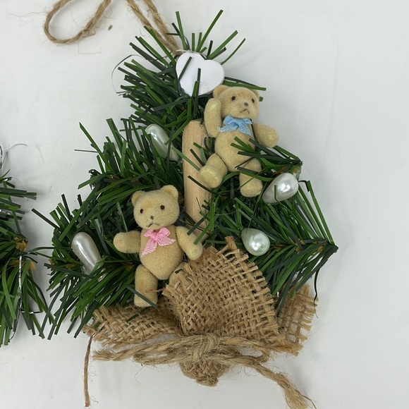 Vintage Handmade  Miniature Teddie Bears Christmas Ornaments - Lot of 6 - Picture 4 of 16